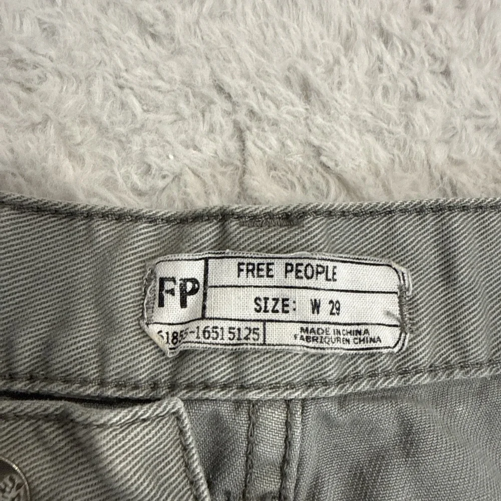 Free People Runaway Slouchy Denim Gray Green Button Fly Shorts Cutoffs Size 29